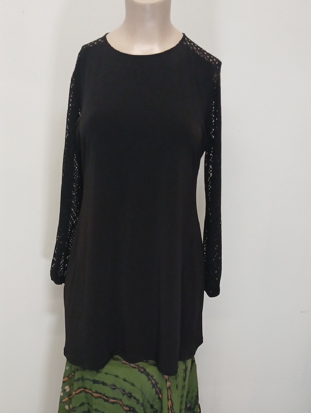 Michael Kors Black Long-Sleeve Lace Panel Dress / XL